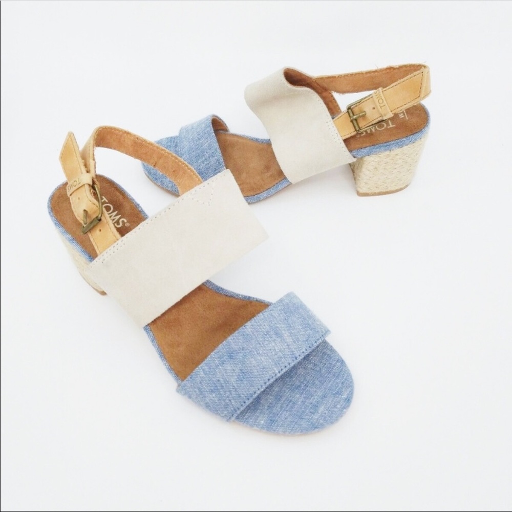 Toms Poppy Birch Suede Blue Slingback Sandal - Picture 7 of 8